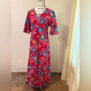 Vintage 80’s Handmade Cotton MooMoo Maxi Dress